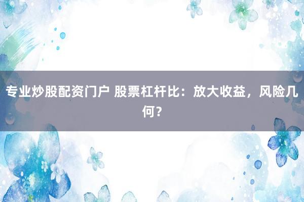 专业炒股配资门户 股票杠杆比：放大收益，风险几何？
