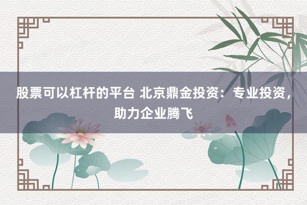 股票可以杠杆的平台 北京鼎金投资：专业投资，助力企业腾飞