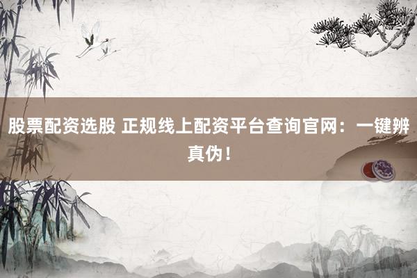 股票配资选股 正规线上配资平台查询官网：一键辨真伪！