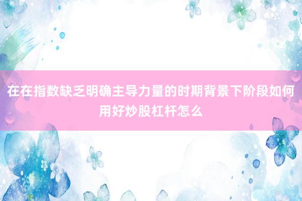 在在指数缺乏明确主导力量的时期背景下阶段如何用好炒股杠杆怎么