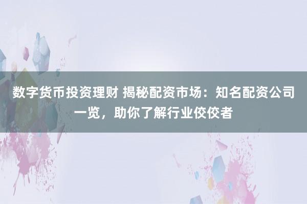 数字货币投资理财 揭秘配资市场：知名配资公司一览，助你了解行业佼佼者