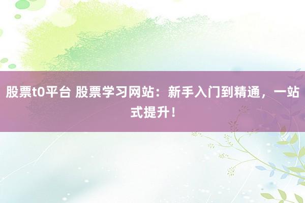 股票t0平台 股票学习网站：新手入门到精通，一站式提升！