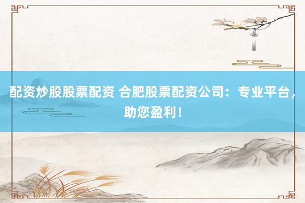 配资炒股股票配资 合肥股票配资公司：专业平台，助您盈利！
